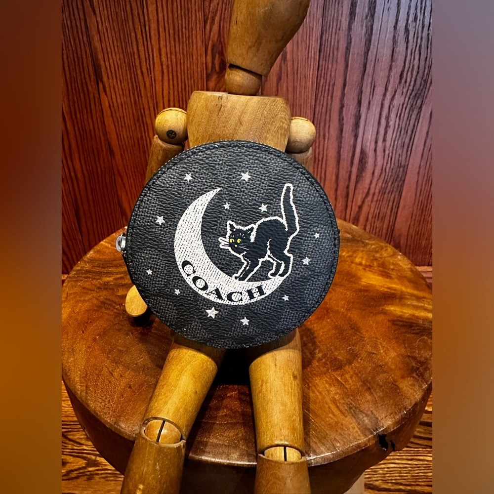 Coach Cat Moon Halloween Coin Case